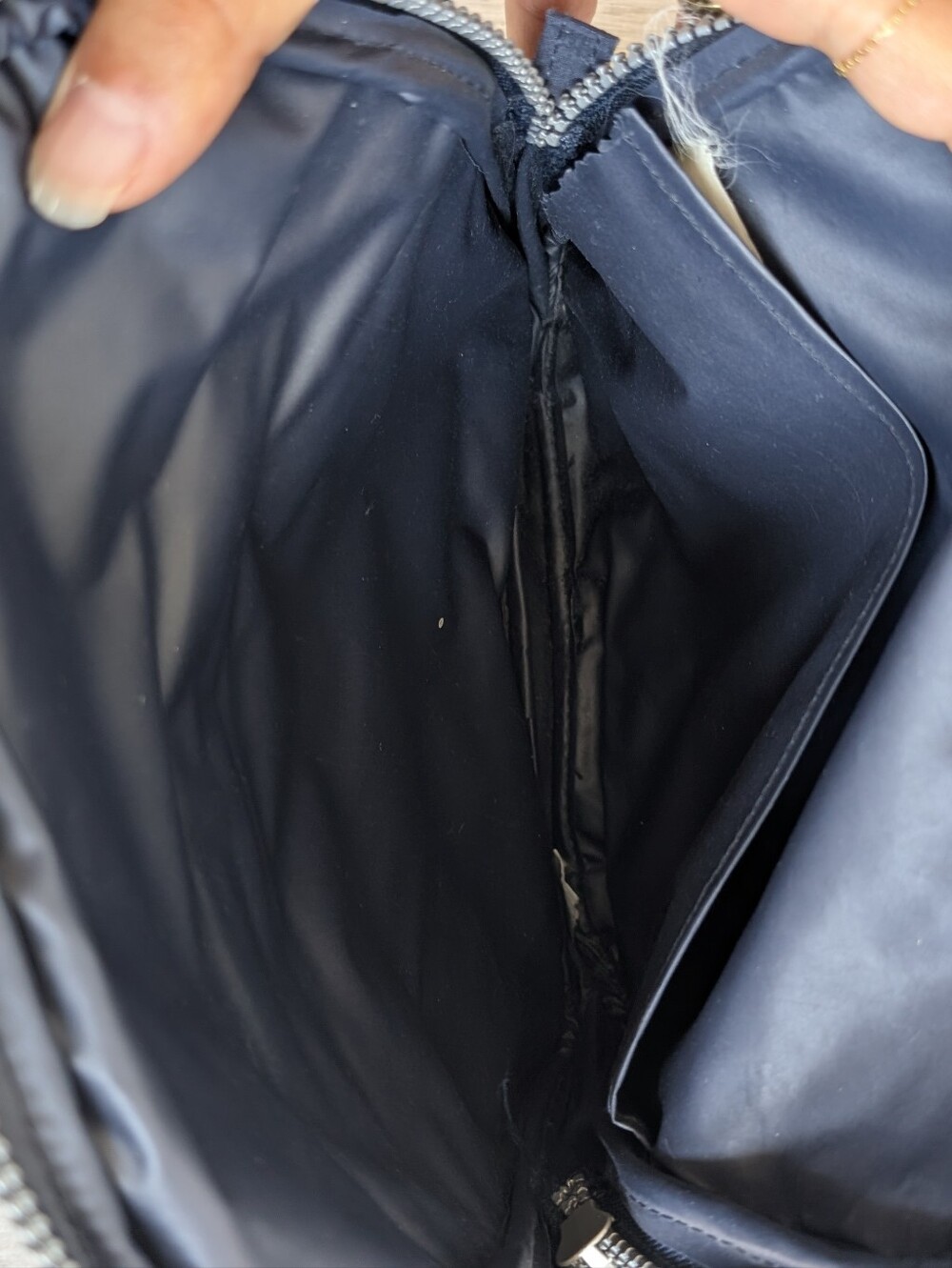 NR Navy Blue Everyday Practical Lightweight Nylon Backpack with Silver Zipper - Picture 8 of 13